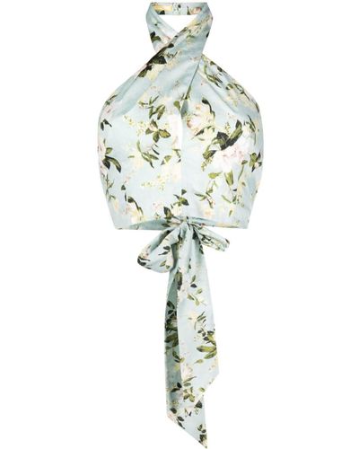 Erdem Top bikini Luna a fiori - Bianco