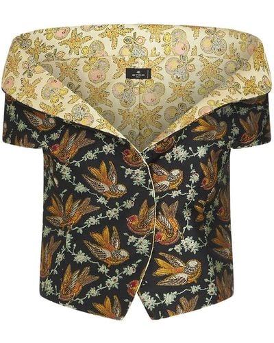 Etro Bird-motif Off-shoulder Blouse - Green