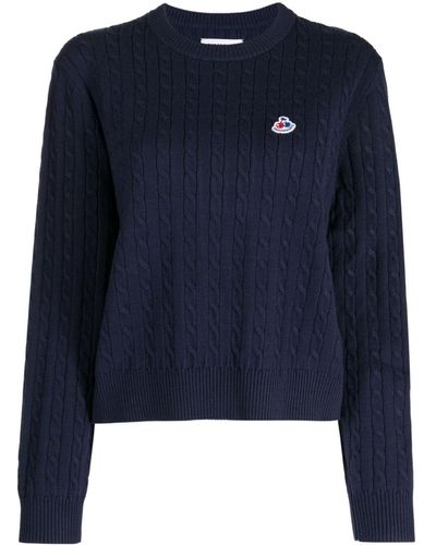 Chocoolate Logo-appliqué Cable-knit Sweater - Blue