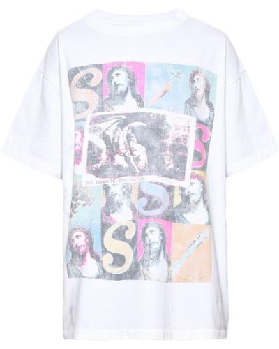 SAINT Mxxxxxx T-shirt Met Grafische Print - Wit