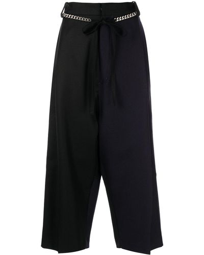 Y's Yohji Yamamoto Cropped Wide-leg Trousers - Black