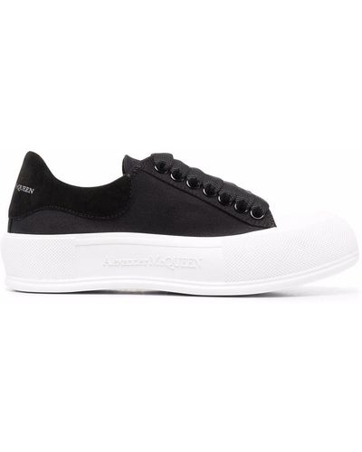 Alexander McQueen Deck Plimsoll Canvas & Suede Trainer - Black