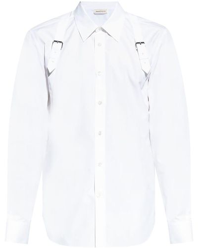 Alexander McQueen Popeline-Hemd mit Schnallendetail - Weiß