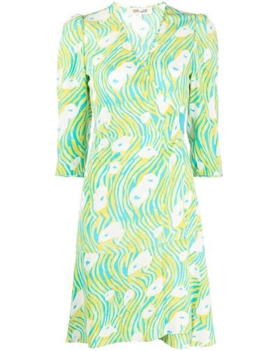 Diane von Furstenberg Emilia Wrap Short Dress - Green