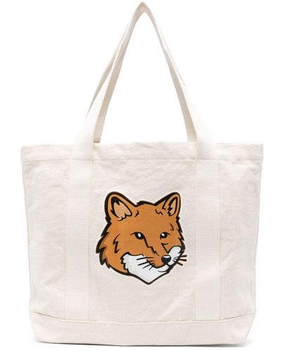Maison Kitsuné Chillax Fox Cotton Tote Bag - White