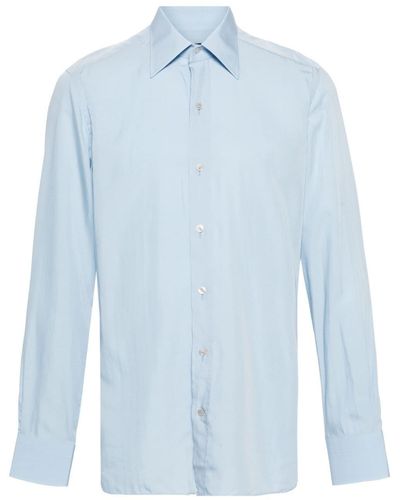 Tom Ford Long-sleeve Lyocell Blend Shirt - Blue