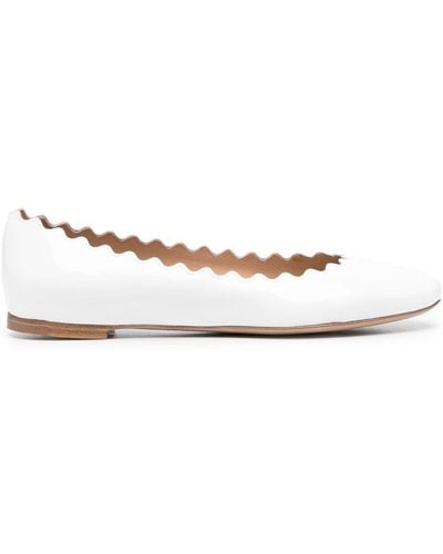 Chloé Leather Ballerina Shoes - White