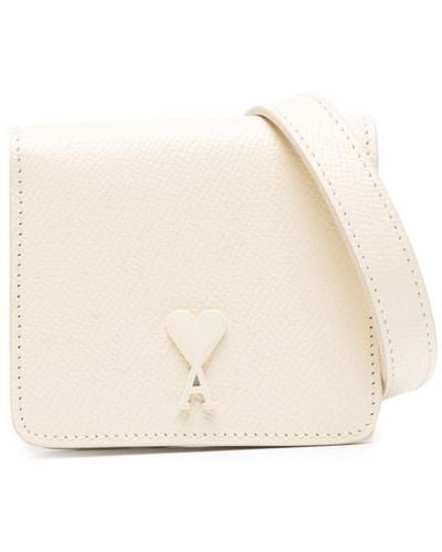 Ami Paris Ami De Coeur Leather Card Holder - White
