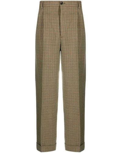 Gucci Check-pattern Pleat-detailing Pants - Natural