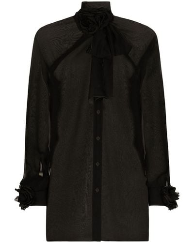 Dolce & Gabbana Overhemd Met Bloemenpatch - Zwart