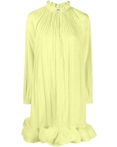 Lanvin Robe courte plissée à ourlet volanté - Jaune