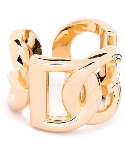 Dolce & Gabbana Anello aperto con logo DG - Bianco
