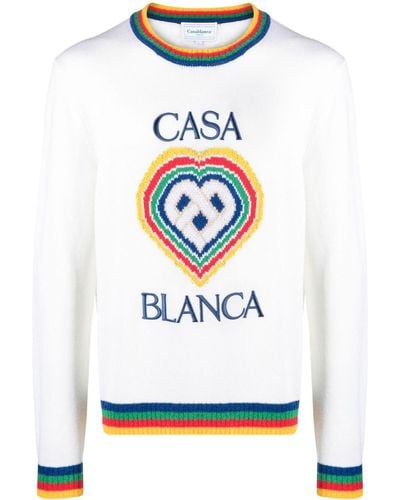 Casablancabrand Heart Boucle Wool-blend Sweater - White