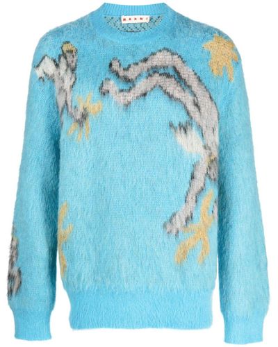 Marni Angel-motif Knitted Jumper - Blue