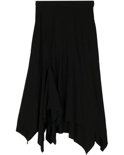 Y's Yohji Yamamoto Falda de cintura alta asimétrica - Negro