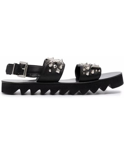 Philipp Plein Studded Leather Sandals - Black
