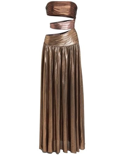 retroféte Lia Cut-out Strapless Maxi Dress - Brown