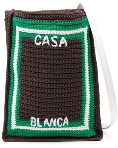Casablancabrand Logo-embroidered Crochet Tote Bag - Green