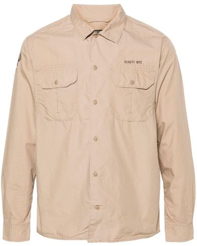 Schott Nyc Army Logo-embroidered Shirt - Natural