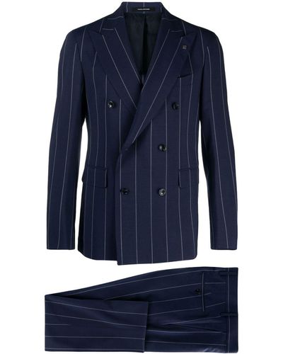 Tagliatore Doppelreihiger Anzug mit Nadelstreifen - Blau