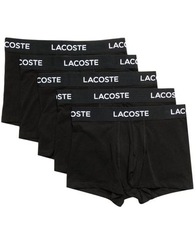 Lacoste Logo-print Cotton Boxers (set Of Five) - Black