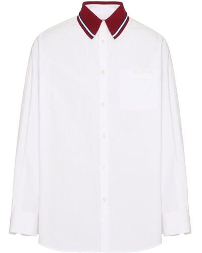 Valentino Garavani Contrasting-collar Cotton Shirt - White