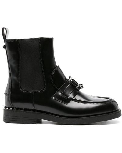 Ash Stud-embellished Leather Boots - Black