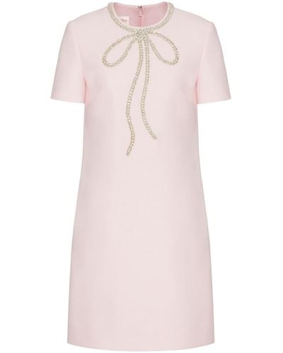 Valentino Garavani Crepe Couture Mini-jurk Met Borduurwerk - Roze
