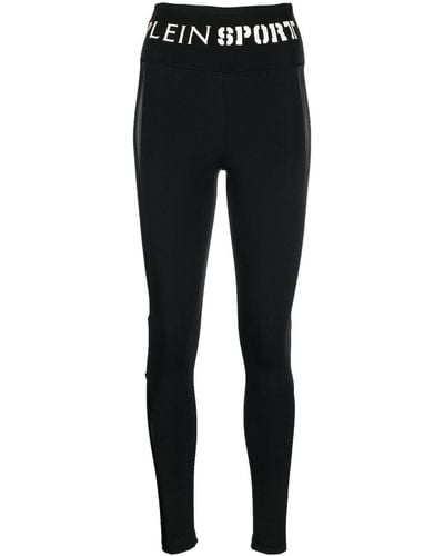 Philipp Plein Logo-waistband High-waisted leggings - Black