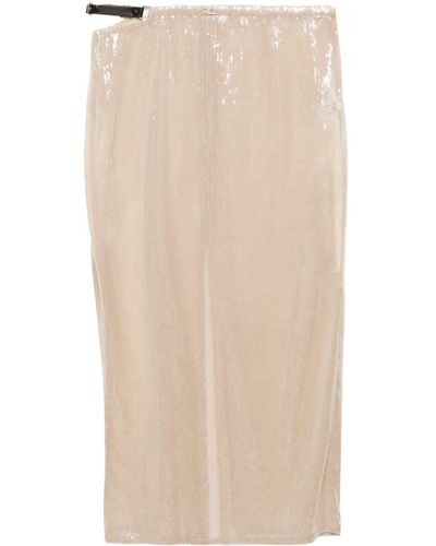 Courreges Glitter Long Skirt - Natural