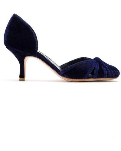 Sarah Chofakian Zapatos de tacón de terciopelo - Azul