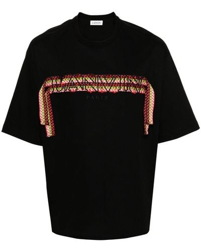 Lanvin T-Shirt mit Curb-Schnürsenkeldetail - Schwarz