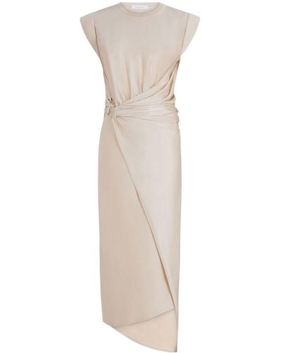 Rabanne Gathered-detail Draped Midi Dress - White
