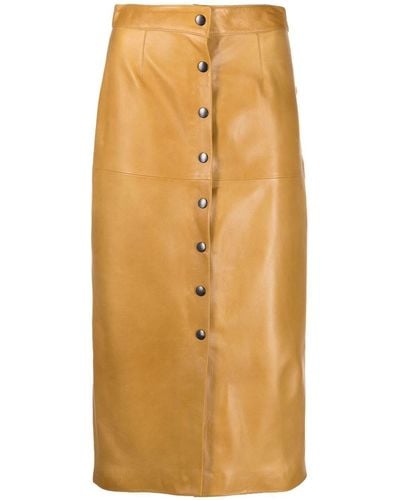 Isabel Marant Blehor High-waisted Leather Skirt - Brown