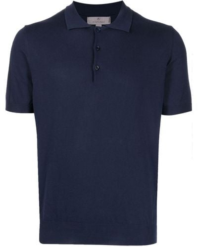 Canali Poloshirt Met Knoopsluiting - Blauw