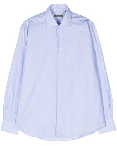 Corneliani Spread-collar poplin shirt - Azul