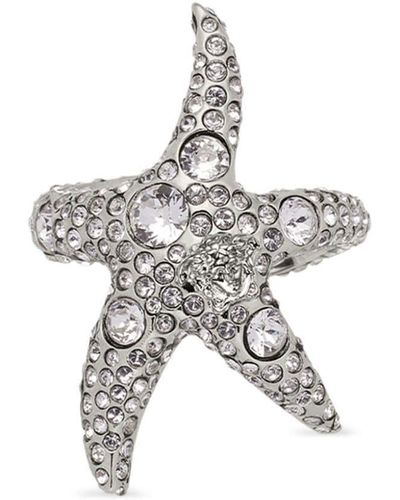 Versace Starfish Crystal-embellished Ring - White