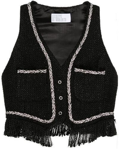 GIUSEPPE DI MORABITO Rhinestone-embellished Bouclé Vest - Black