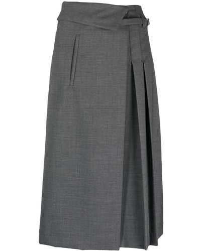 Tela Pleated Midi Skirt - Grey