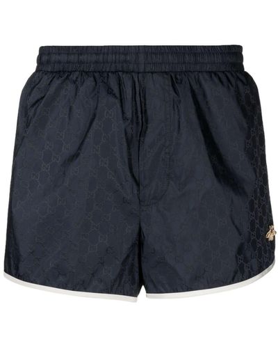 Gucci GG Embroidered-bee Swim Shorts - Blue