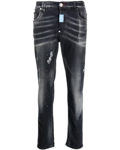 Philipp Plein Tief sitzende Hexagon Skinny-Jeans - Blau