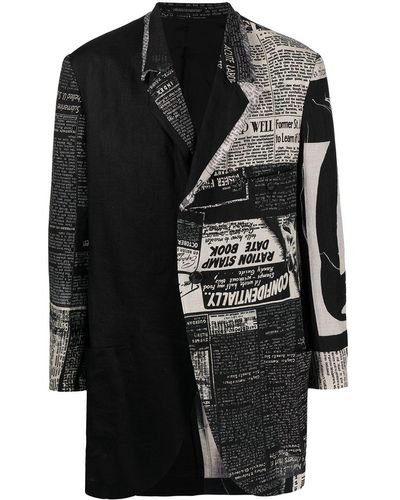 Yohji Yamamoto Patchwork Oversized Blazer Jacket - Black