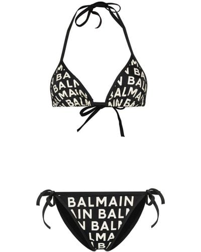 Balmain Bikini mit Logo-Print - Schwarz