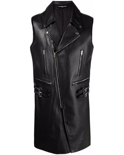 Raf Simons Sleeveless Leather Coat - Black