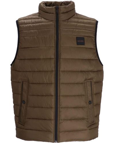 BOSS Odeno Padded Gilet - Brown