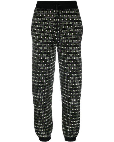 Barrie Geometric-jacquard Cashmere-blend sweatpants - Black