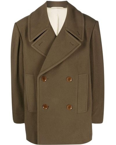 Lemaire Wool Oversized Peacoat - Green