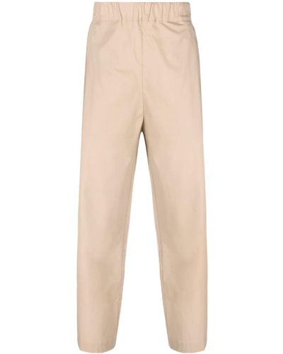 Laneus Stretch-cotton Tapered Trousers - Natural