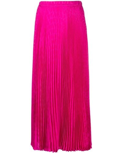 Valentino Garavani Pleated Silk Midi Skirt - Pink