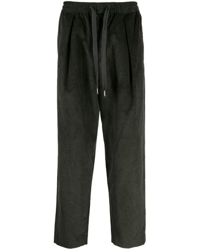 Yoshio Kubo Pantalon en coton à taille à lien de resserrage - Gris